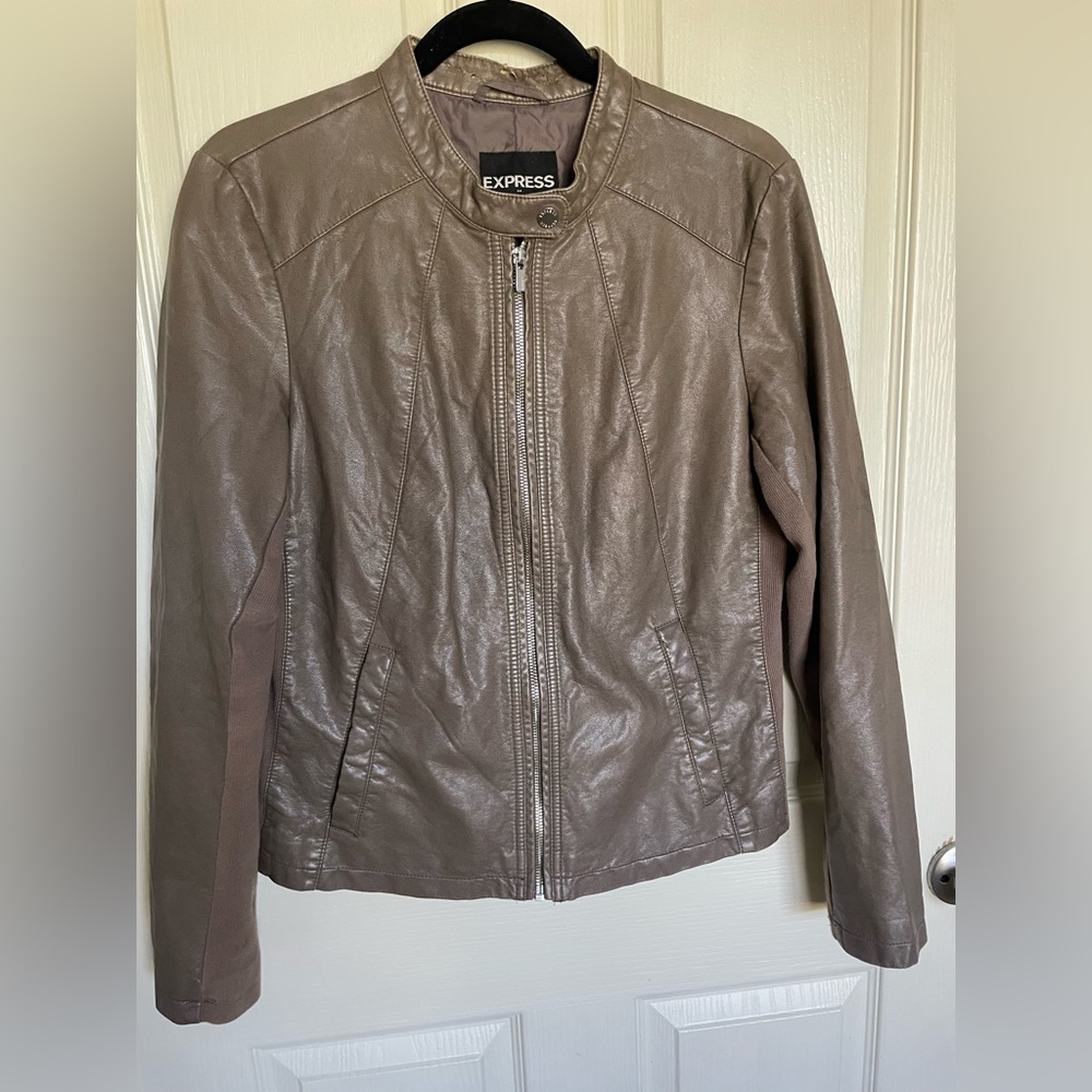Express Faux Leather Zip Up Jacket